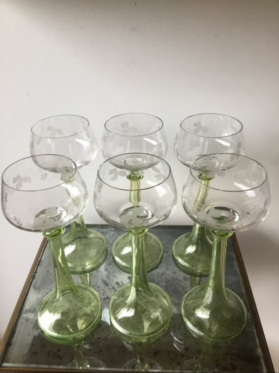 La Suite De 6 Verres à Vin Blanc Roemer, Jambes Creuses -photo-4