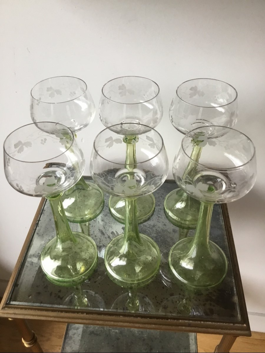 La Suite De 6 Verres à Vin Blanc Roemer, Jambes Creuses -photo-5
