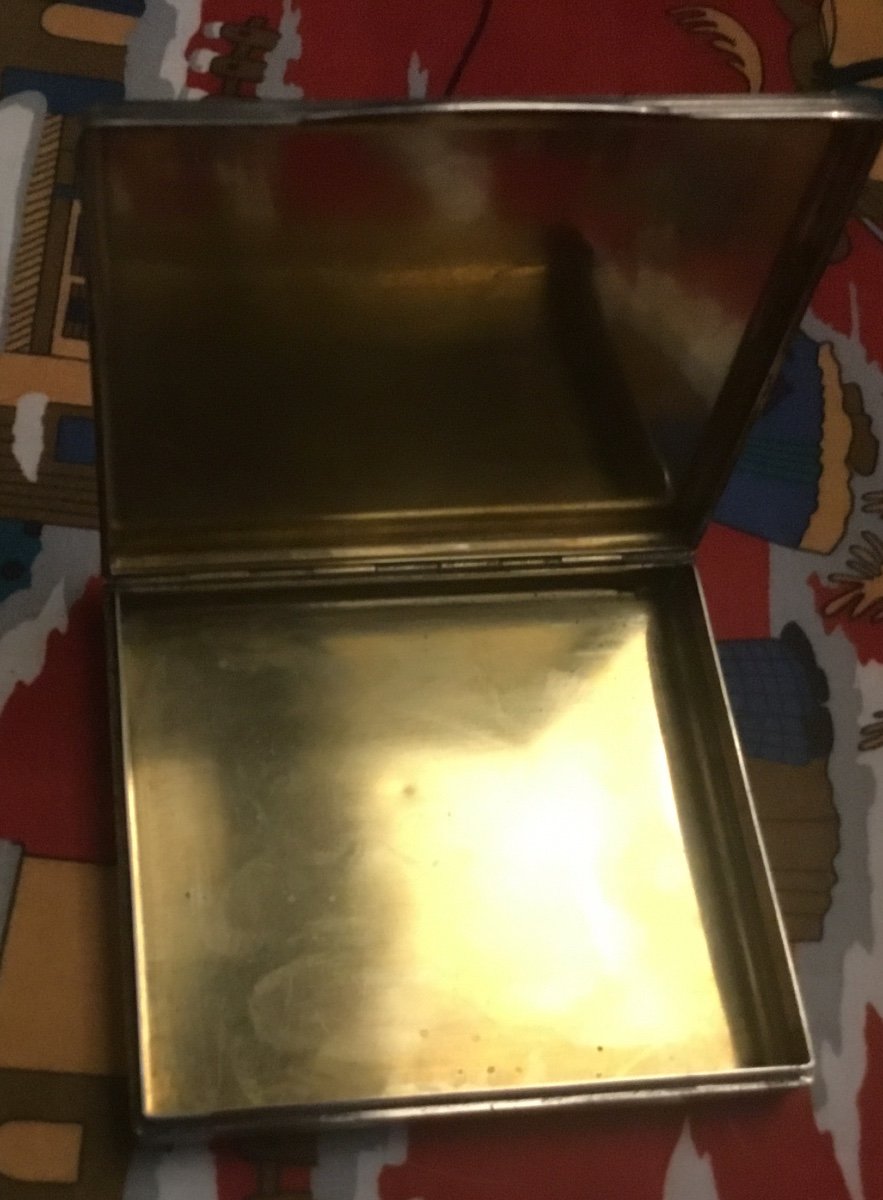 Cigarette Case In Silver  With Gold Bands-photo-1