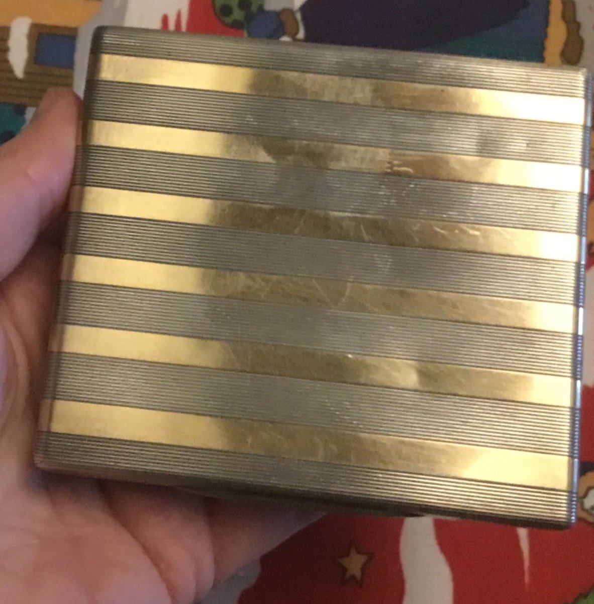 Cigarette Case In Silver  With Gold Bands-photo-3