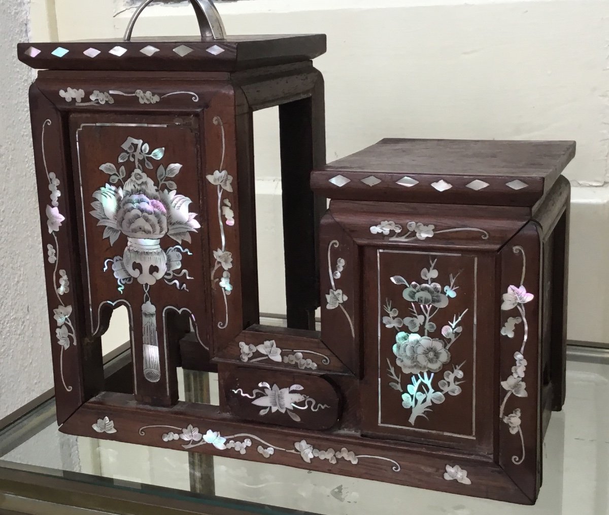 Display Stand In Exotic Wood And Mother-of-pearl Inlay, Indochina -photo-5