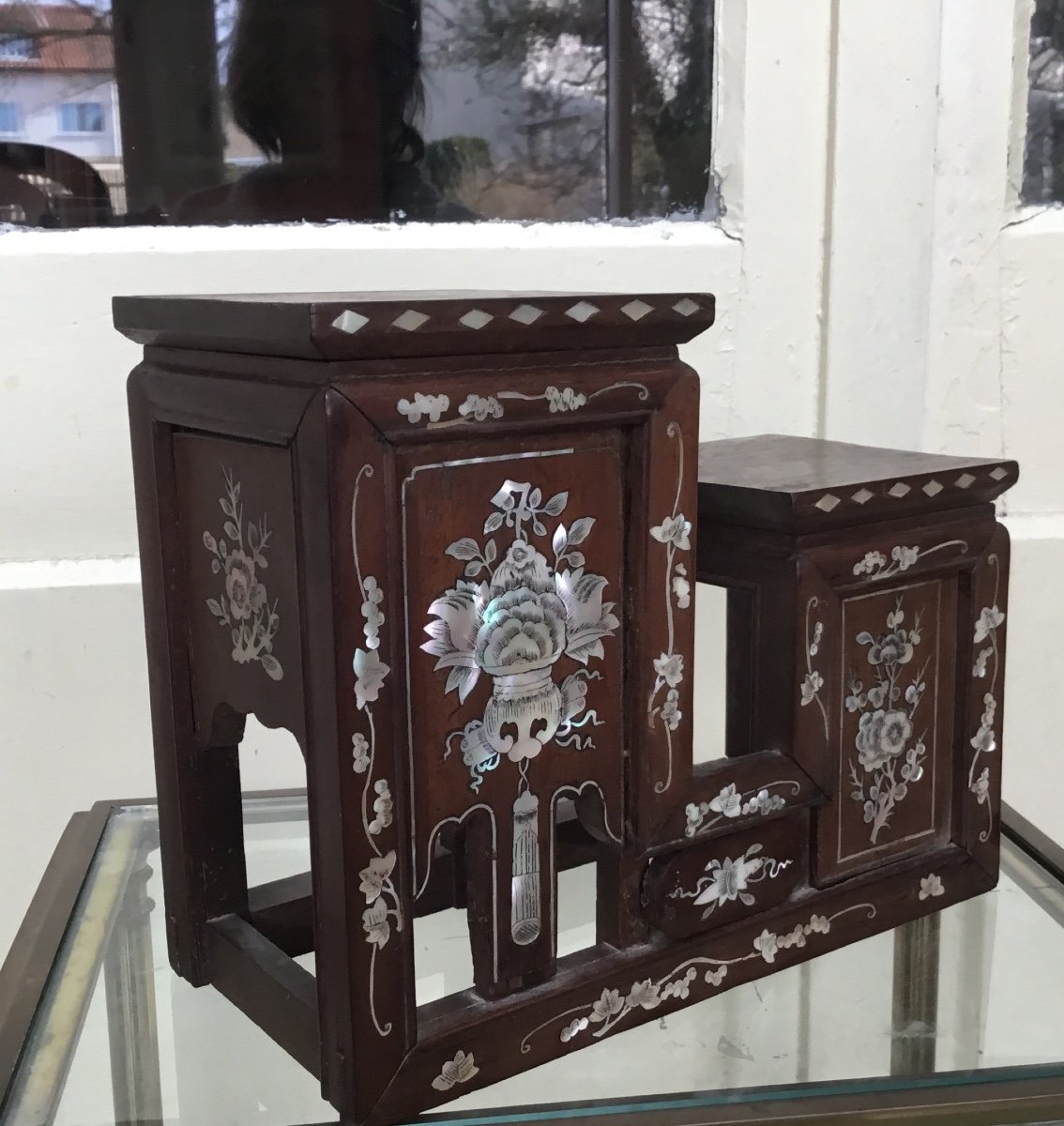Display Stand In Exotic Wood And Mother-of-pearl Inlay, Indochina -photo-8