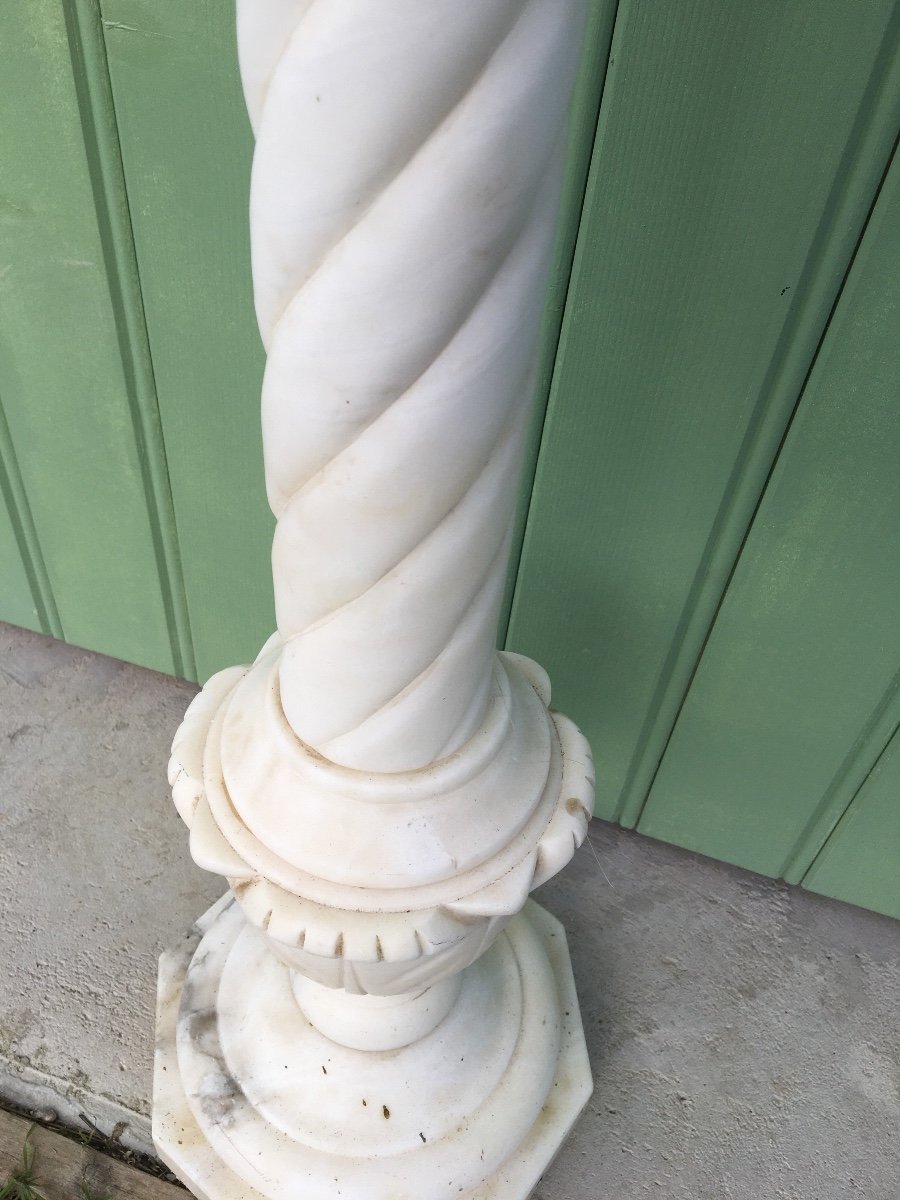 Torso Column In Carved Alabaster, Circa 1900-photo-1
