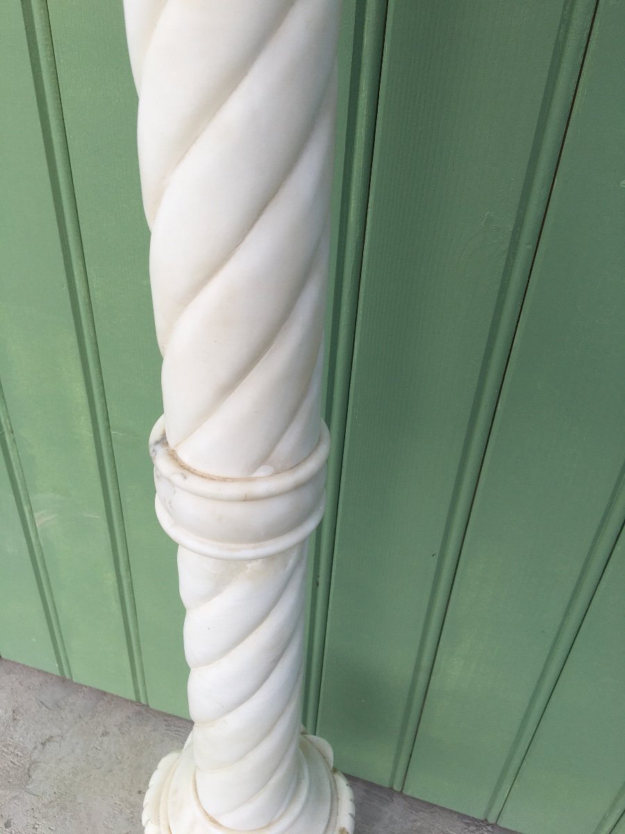 Torso Column In Carved Alabaster, Circa 1900-photo-2