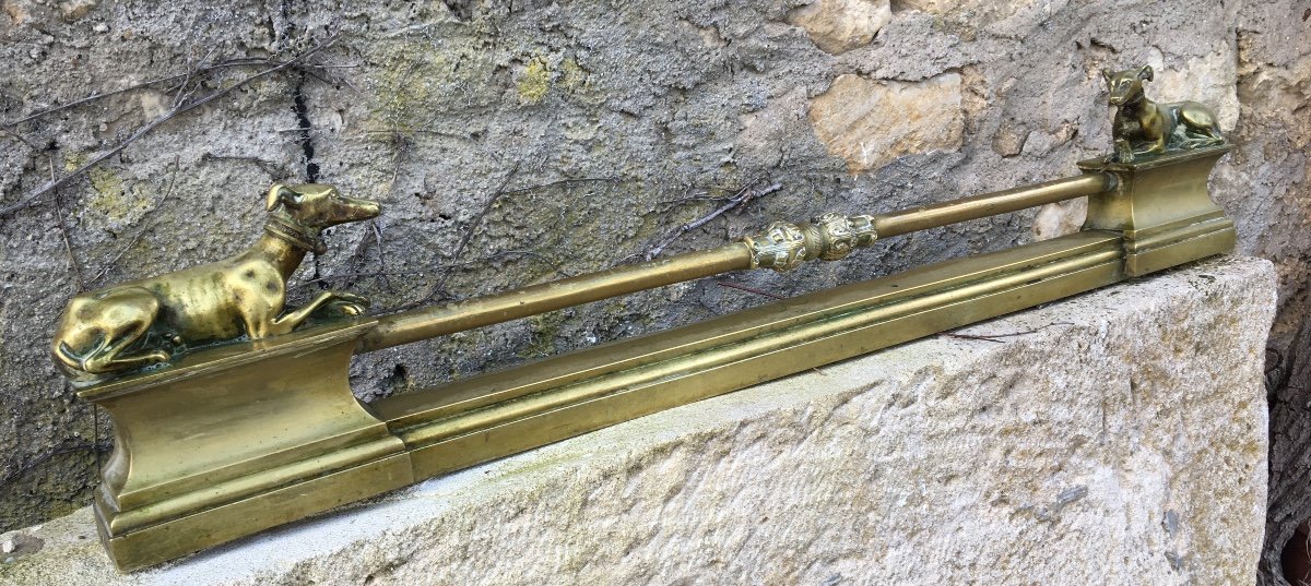 Barre De Foyer En Bronze Aux Lévriers -photo-2
