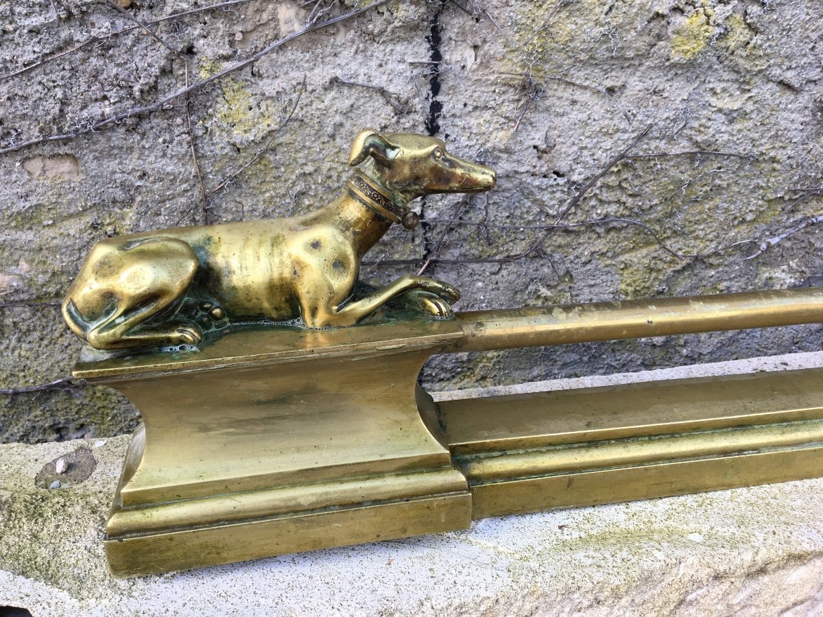Barre De Foyer En Bronze Aux Lévriers -photo-1