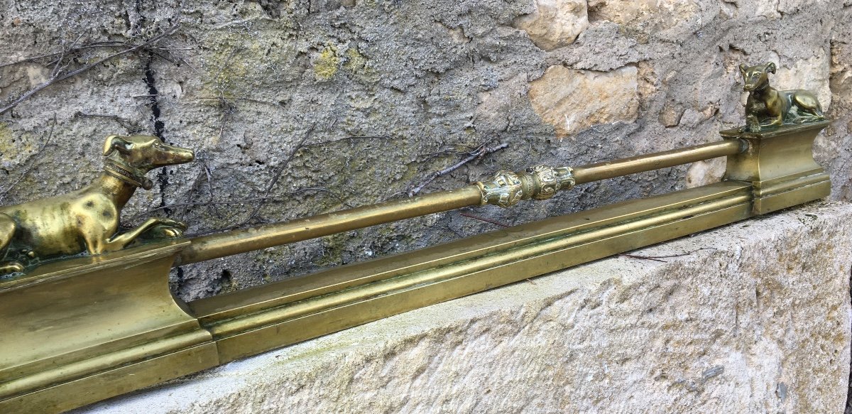 Barre De Foyer En Bronze Aux Lévriers -photo-2