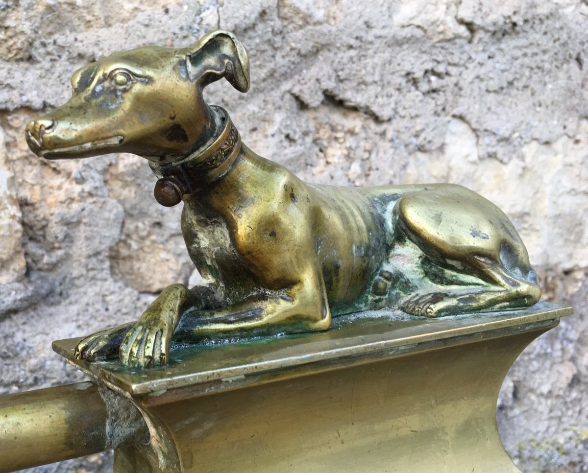 Barre De Foyer En Bronze Aux Lévriers -photo-7