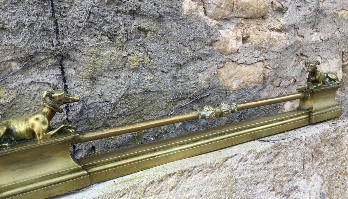 Barre De Foyer En Bronze Aux Lévriers -photo-8