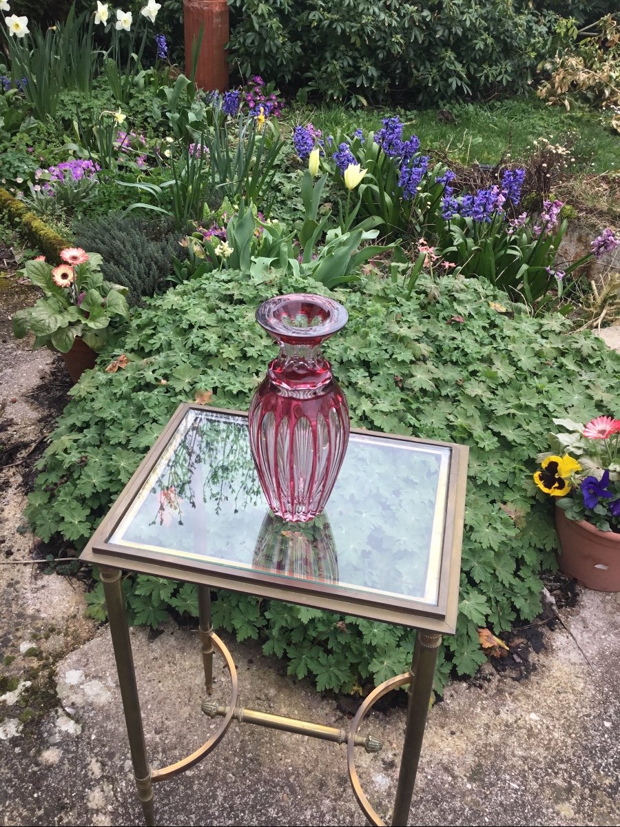 Petit Vase En Cristal Transparent Et Rouge Rubis -photo-2