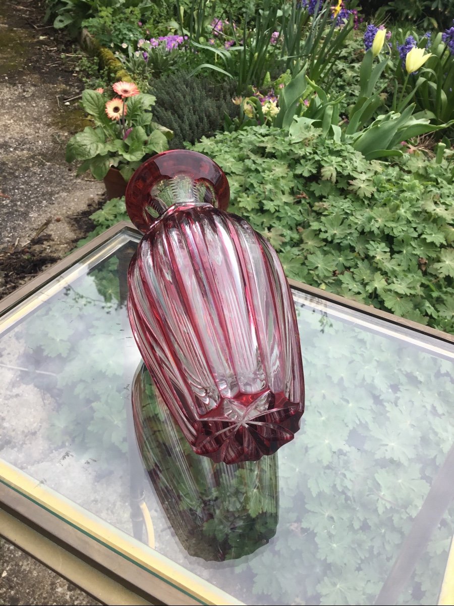 Petit Vase En Cristal Transparent Et Rouge Rubis -photo-5