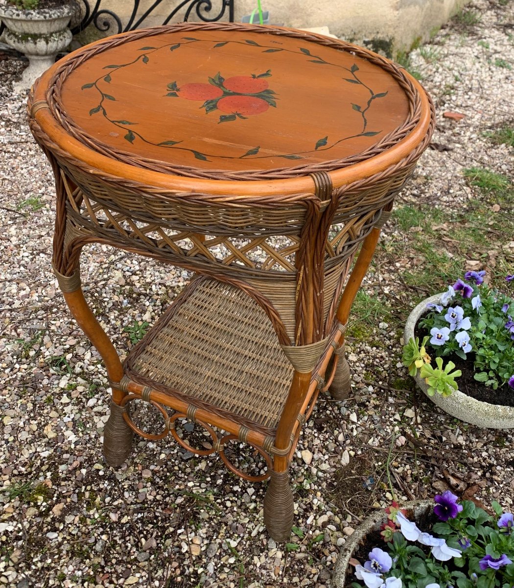 Wicker Pedestal Table, Circa 1950-photo-8