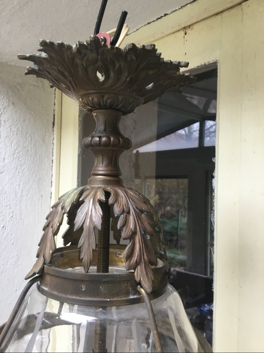 Lantern In Bronze And Cut Crystal-photo-3