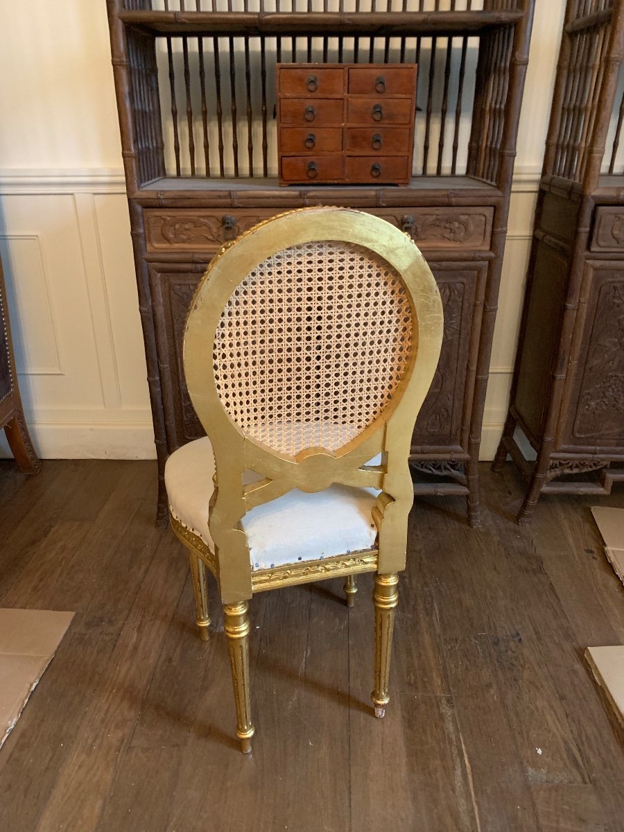 Golden Wood Chair With Cane Back-photo-4