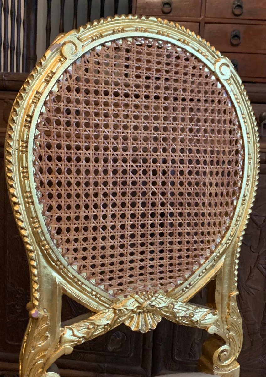 Golden Wood Chair With Cane Back-photo-8