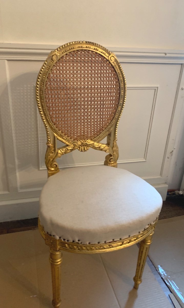 Golden Wood Chair With Cane Back