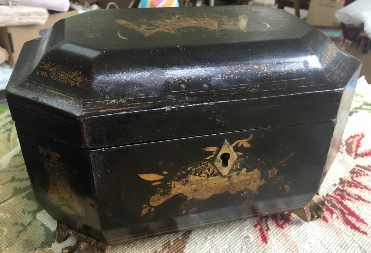 Box, Canton Lacquered Wood Tea Box 