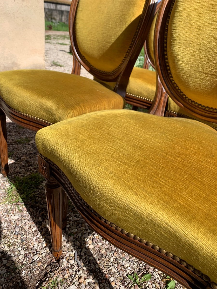The Suite Of 4 Louis XVI Style Medallion Chairs -photo-4