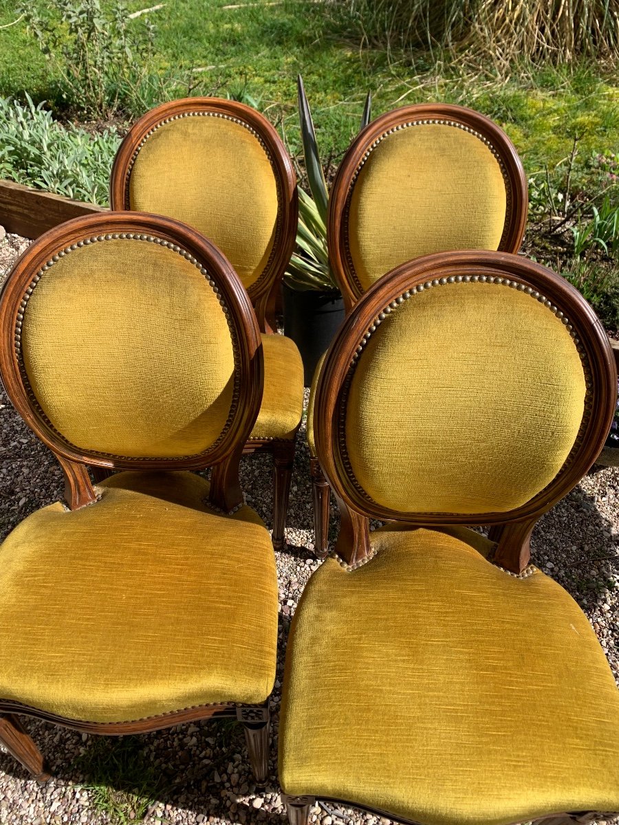 The Suite Of 4 Louis XVI Style Medallion Chairs -photo-6