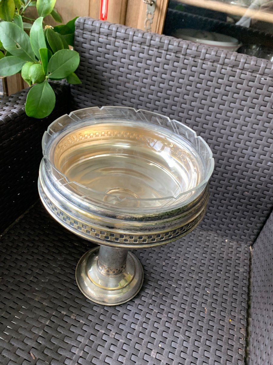 Art Deco Fruit Bowl In Silver Metal -photo-4