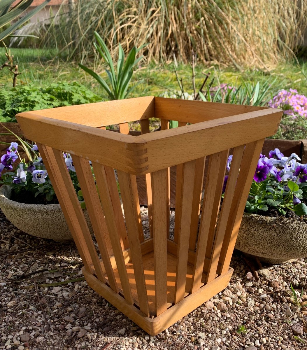 Paper Basket In Light Wood, 20th Century 