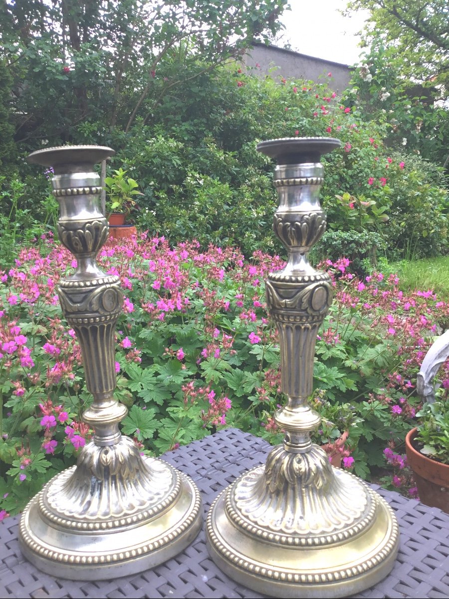 The Pair Of Bronze Candlesticks From The Louis XVI Period-photo-2