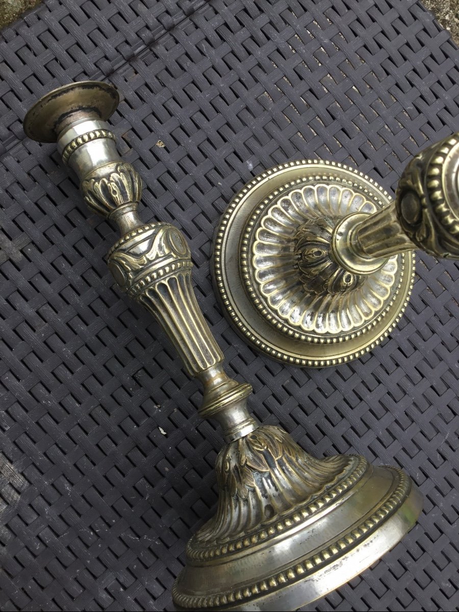 The Pair Of Bronze Candlesticks From The Louis XVI Period-photo-4