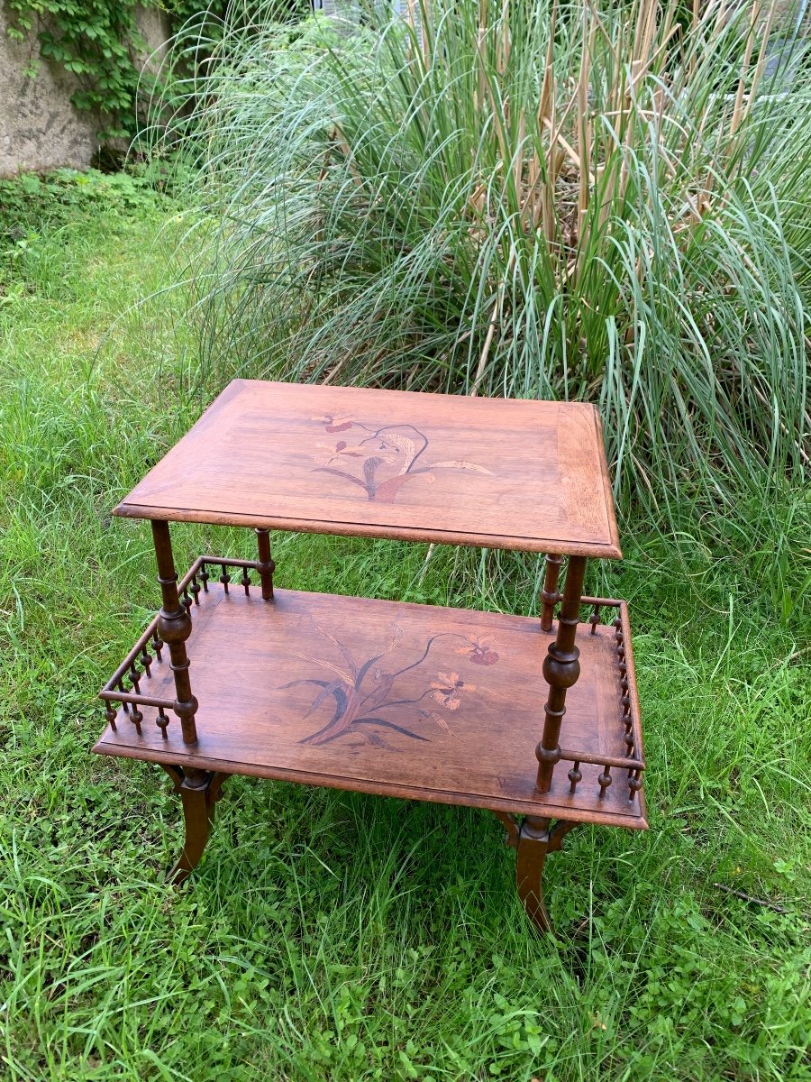 Table à Thé Marquetée Aux Orchidées Dlg De Gallé-photo-2