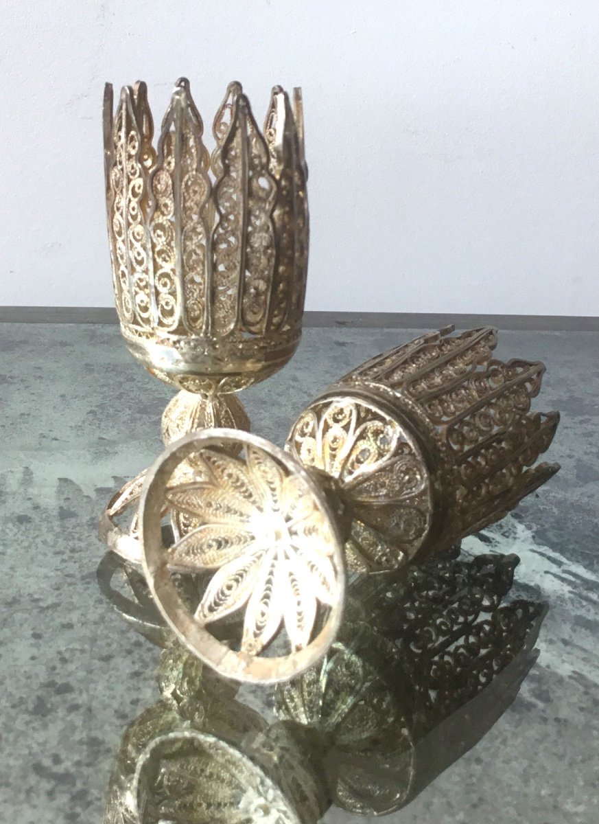 Deux Zarf Ottomans En Filigrane d'Argent  , XIXème