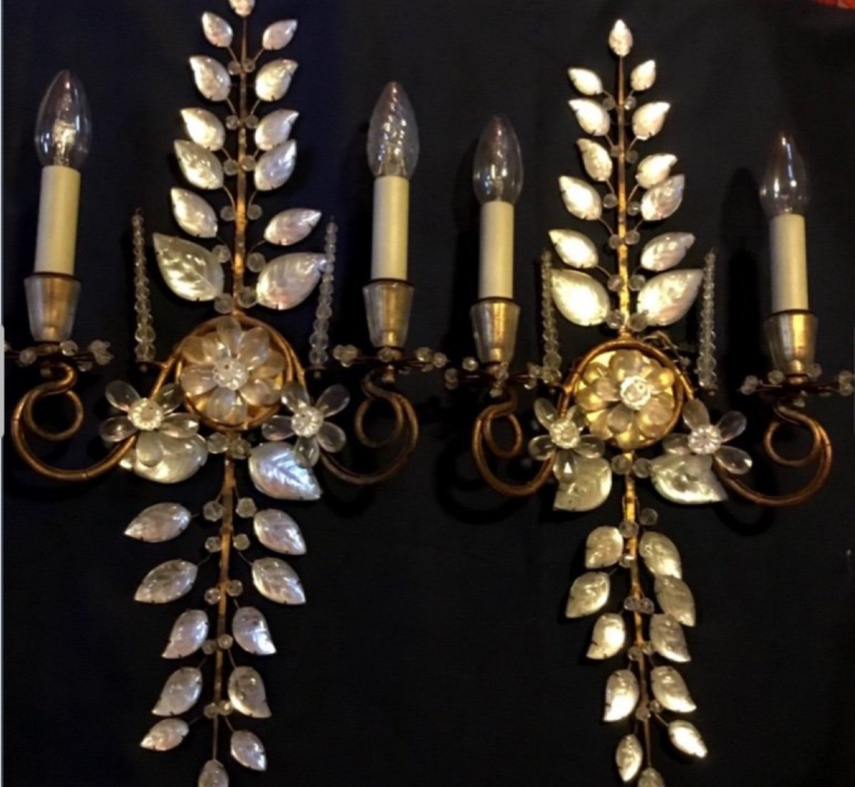 Pair Of Large Flower Wall Lights Maison Baguès