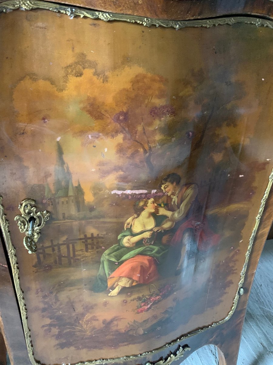 Louis XV Style Sideboard In Marquetry, Bronze And Martin Varnish-photo-7