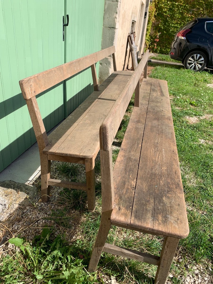 Large Natural Wood Bench 6 Or 7 Seats -photo-2