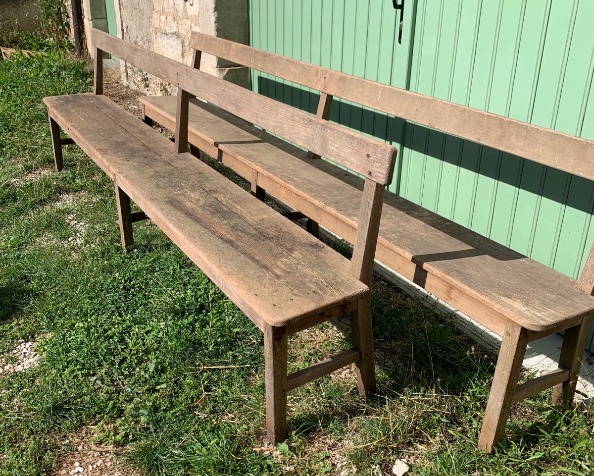 Large Natural Wood Bench 6 Or 7 Seats -photo-3