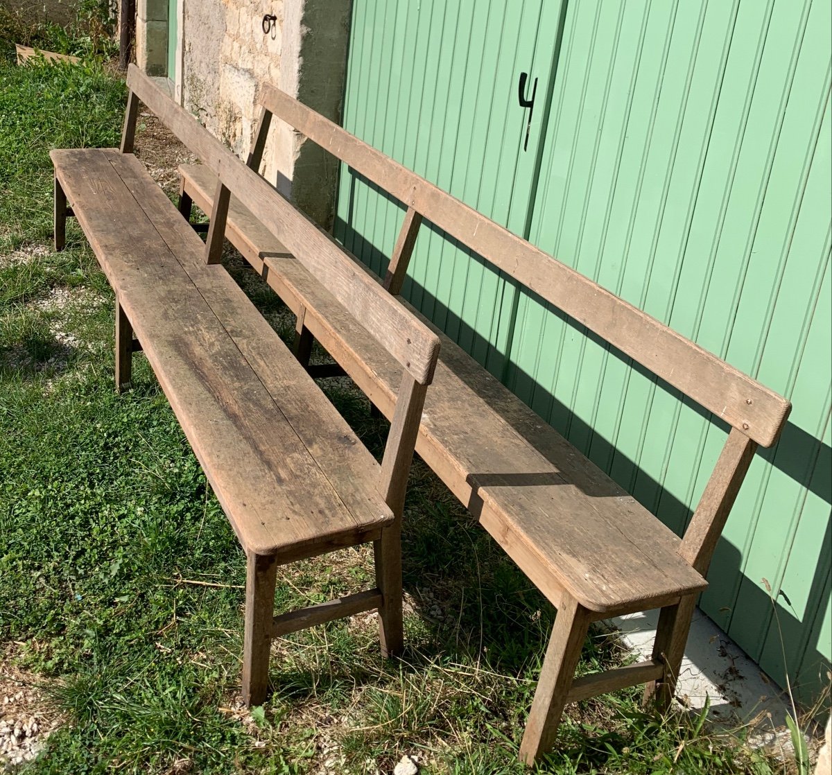Large Natural Wood Bench 6 Or 7 Seats -photo-4
