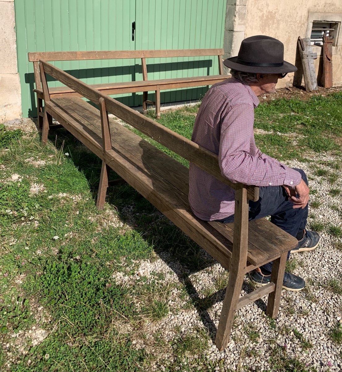 Large Natural Wood Bench 6 Or 7 Seats -photo-2