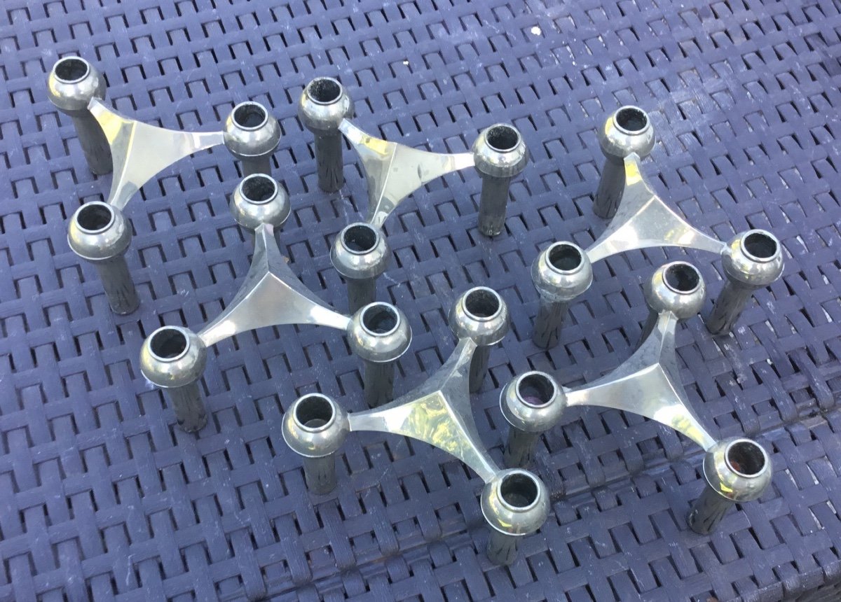 Set Of 6 Vintage Nagel Design Candlesticks From The 70s-photo-3