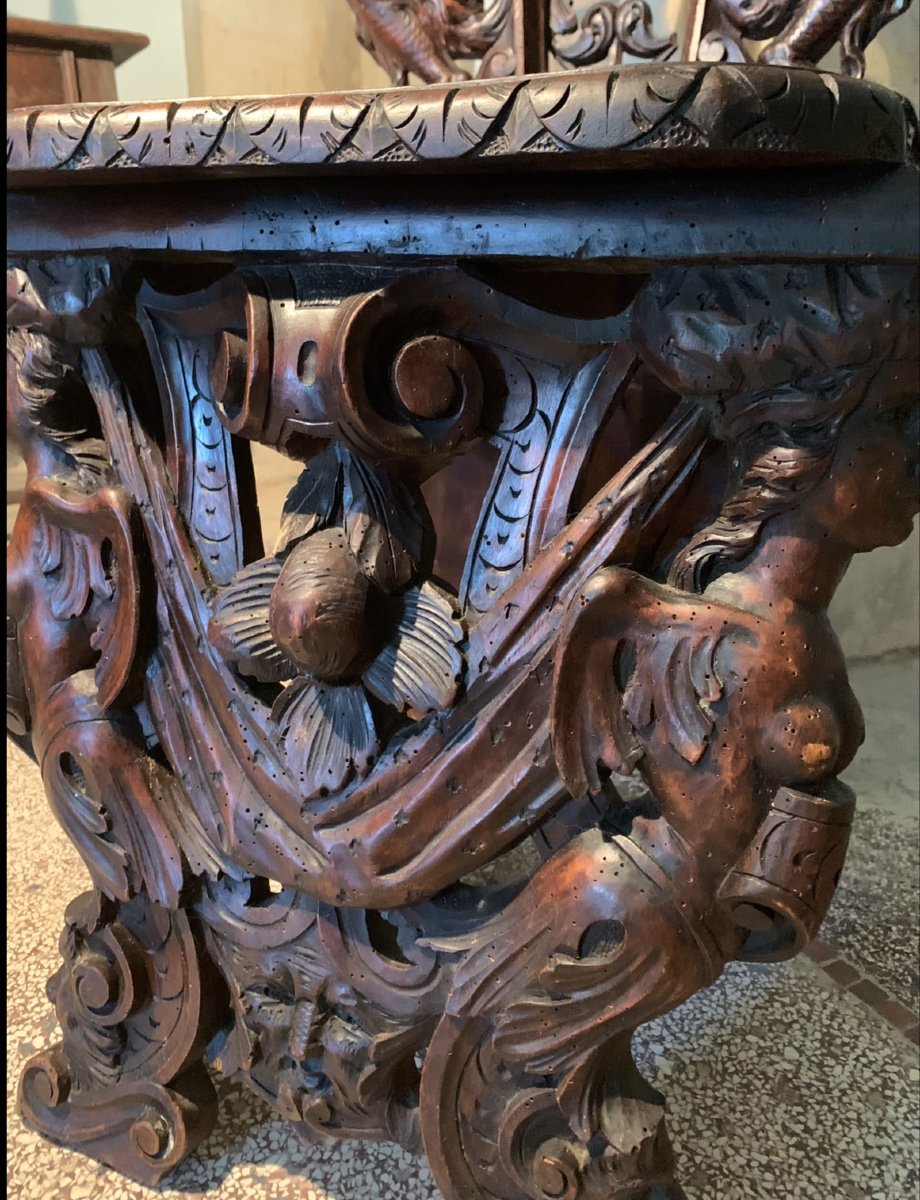 Imposing Chair Carved With Grotesques, 19th Century -photo-1