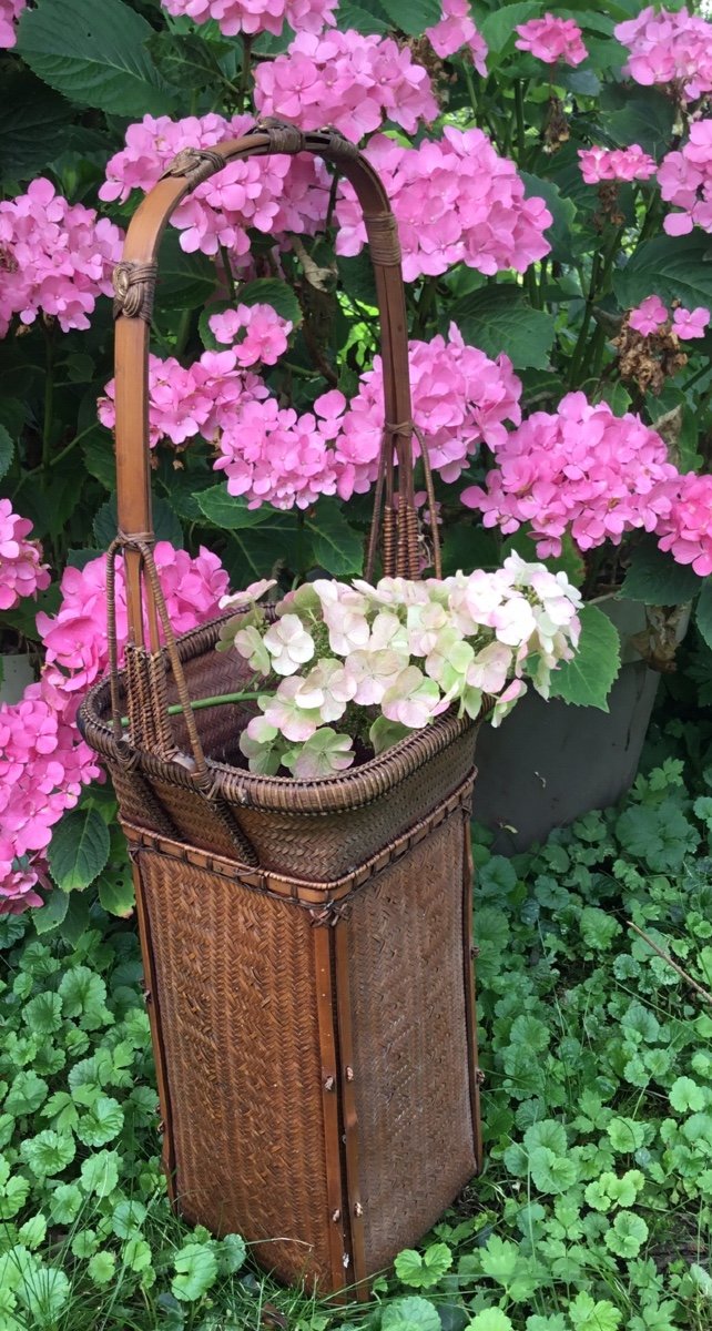 Woven Wicker Ikebana Basket, Japan-photo-1