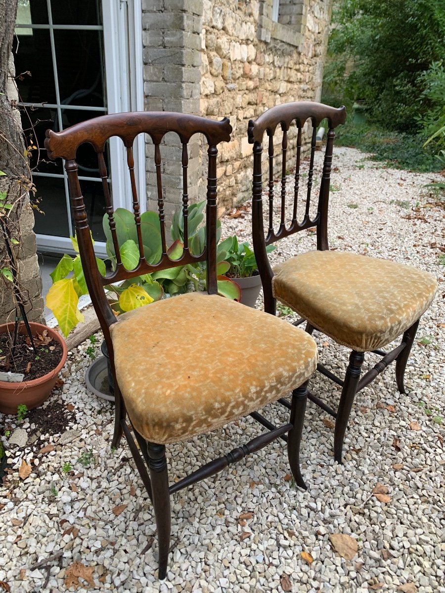 La Paire De Petites Chaises Anglaises En Palissandre -photo-1