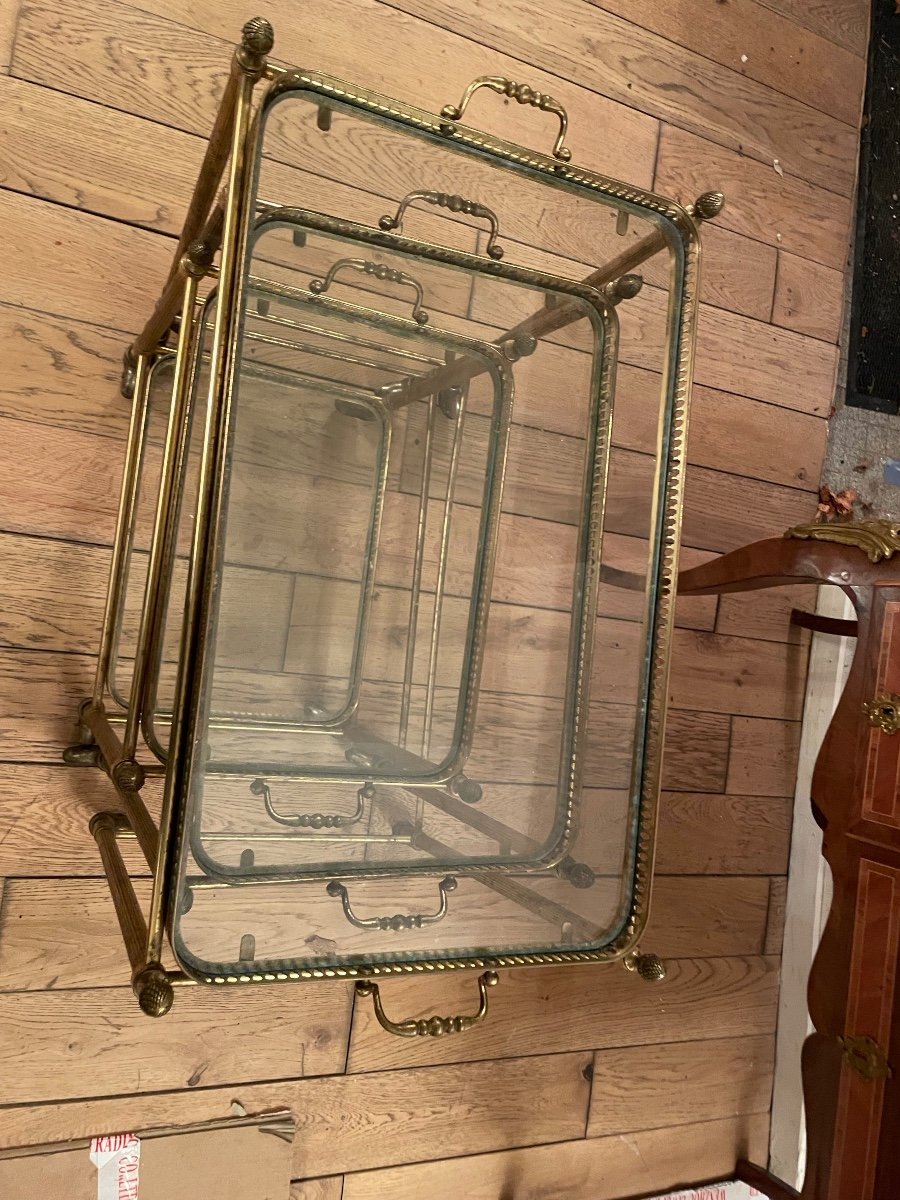 Set Of Nesting Sideboards In Gilded Brass-photo-2