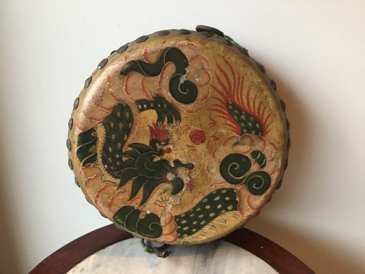 Tambour D’opéra « Bangu » Signé, Chine, XIXème -photo-6