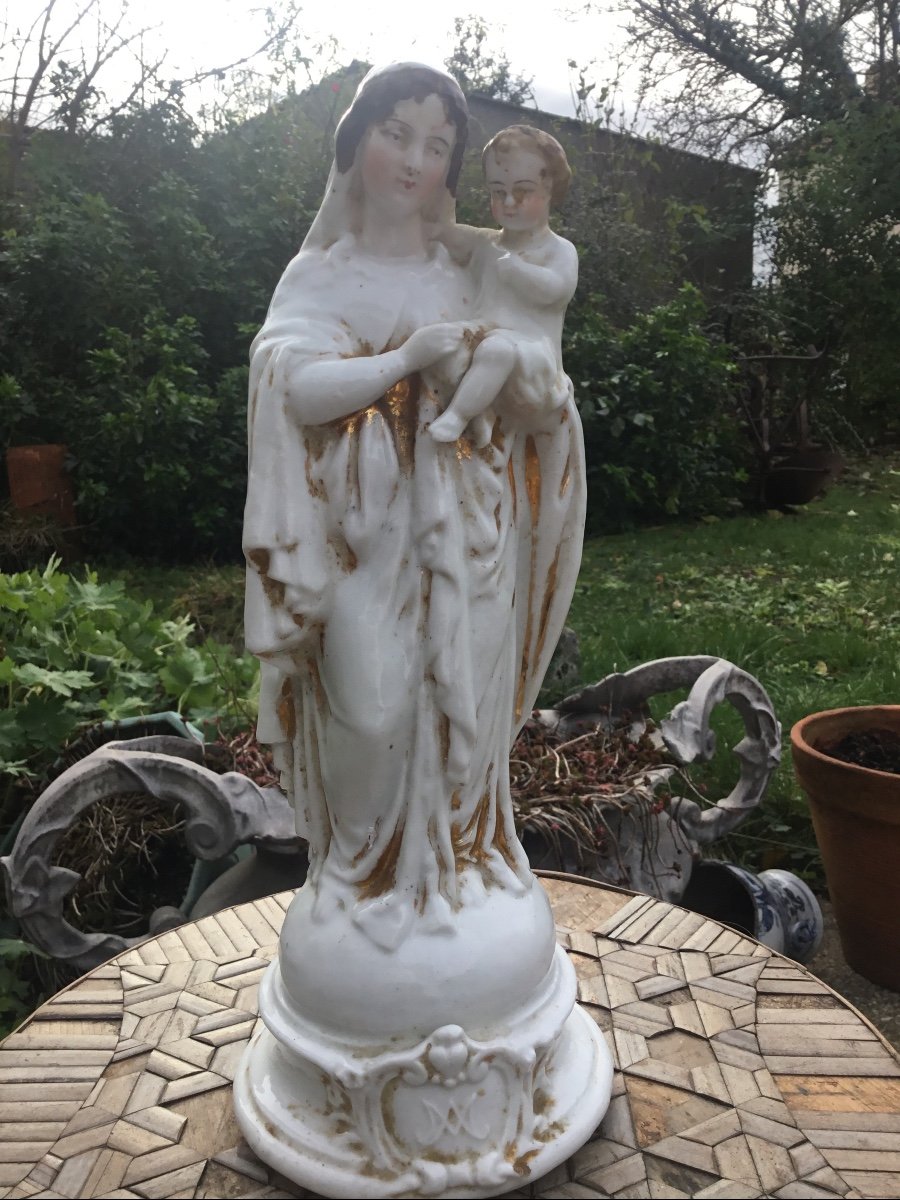 Virgin And Child, Paris Porcelain, 19th Century -photo-2
