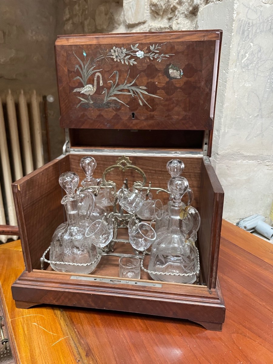 Cave à Liqueur Au Décor D’oiseaux  , Art Nouveau  -photo-3