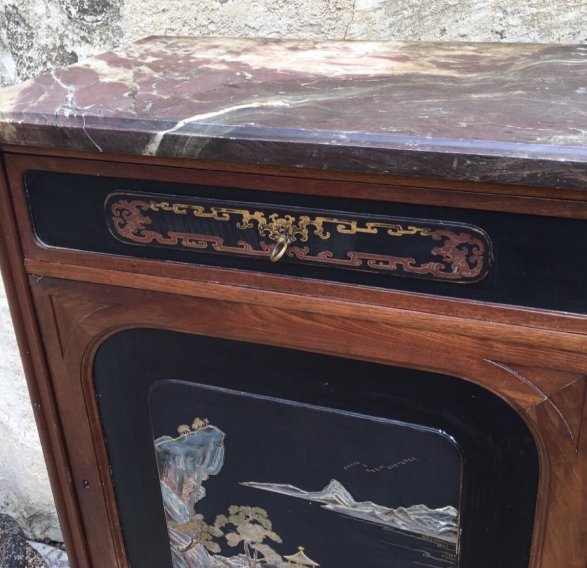 Lacquered Panel Sideboard, Circa 1900-photo-7