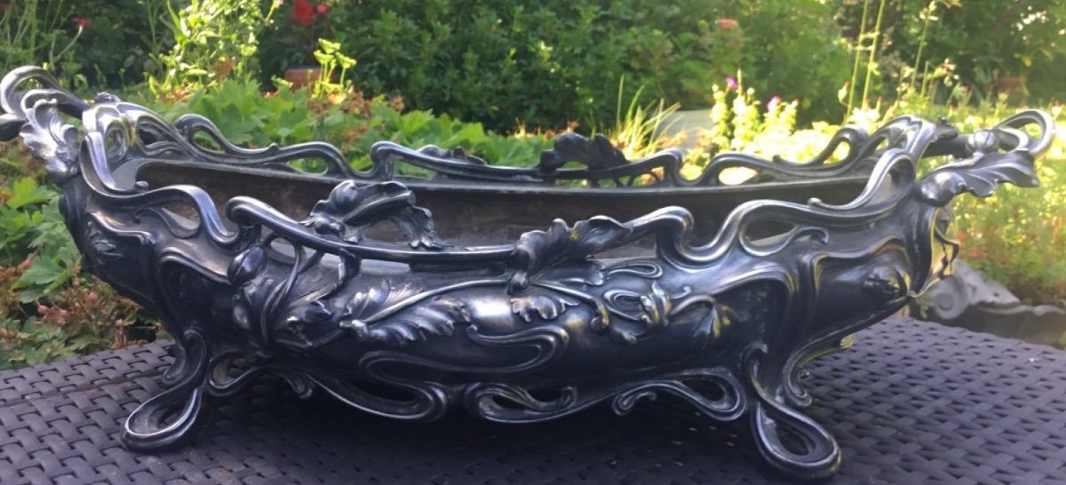 Jardinière Par Victor Saglier En Bronze  Art Nouveau 55 Cm-photo-2