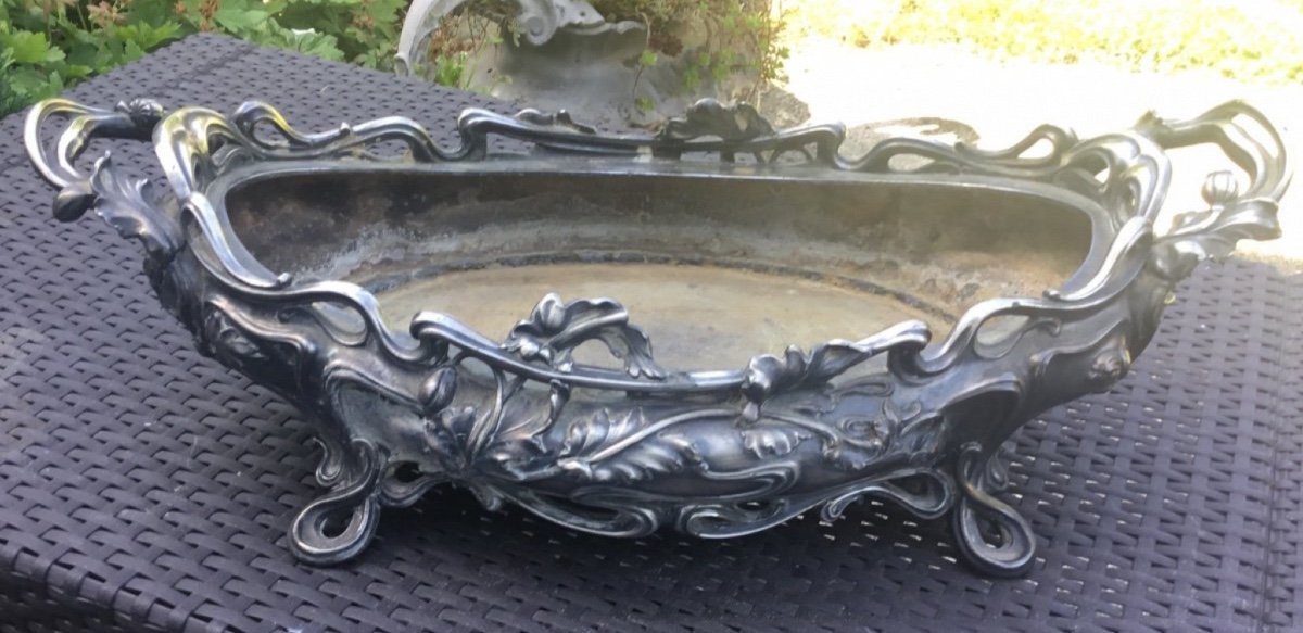 Jardinière Par Victor Saglier En Bronze  Art Nouveau 55 Cm-photo-3