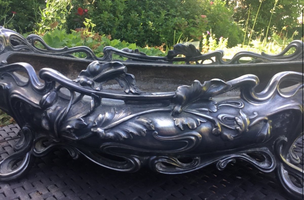 Jardinière Par Victor Saglier En Bronze  Art Nouveau 55 Cm-photo-1