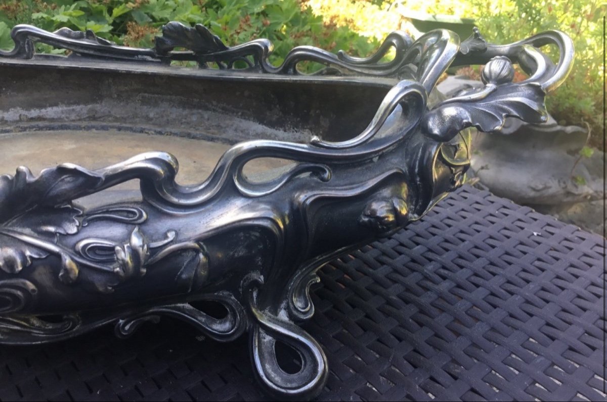 Jardinière Par Victor Saglier En Bronze  Art Nouveau 55 Cm-photo-3