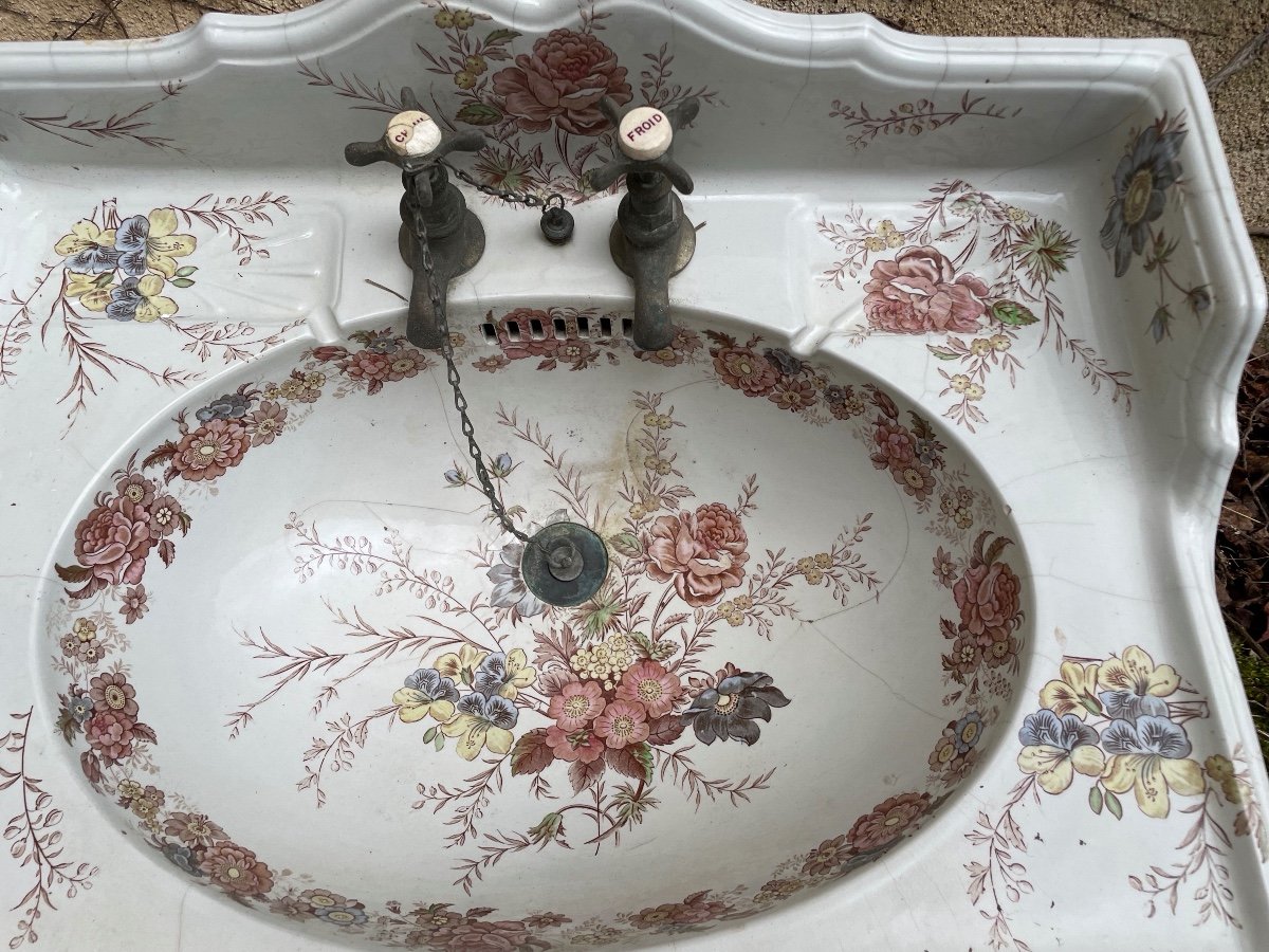 Lavabo Fleuri , Sarreguemines , Vers 1900-photo-4