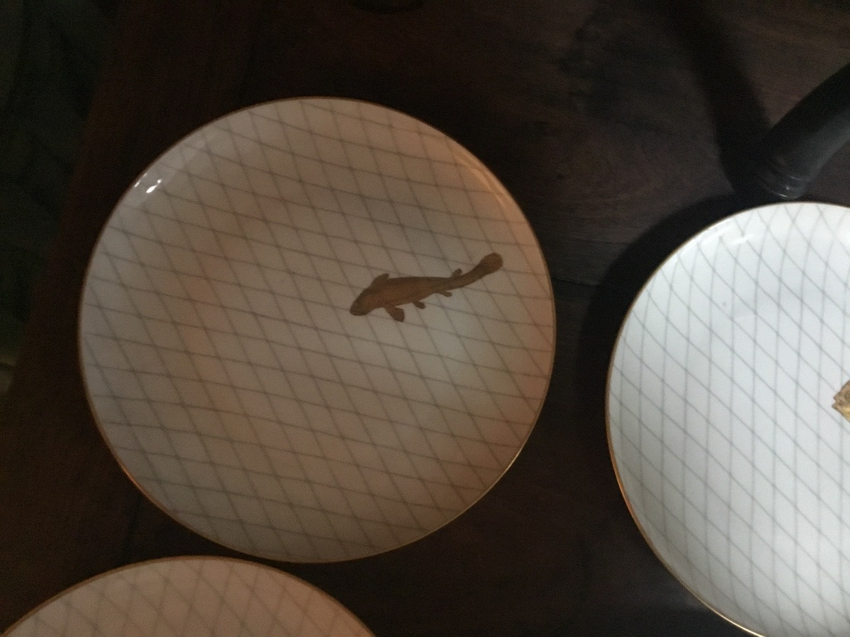 The 6 Bernardaud Porcelain Plates, Gold Fish Model, Designed In 1955-photo-3